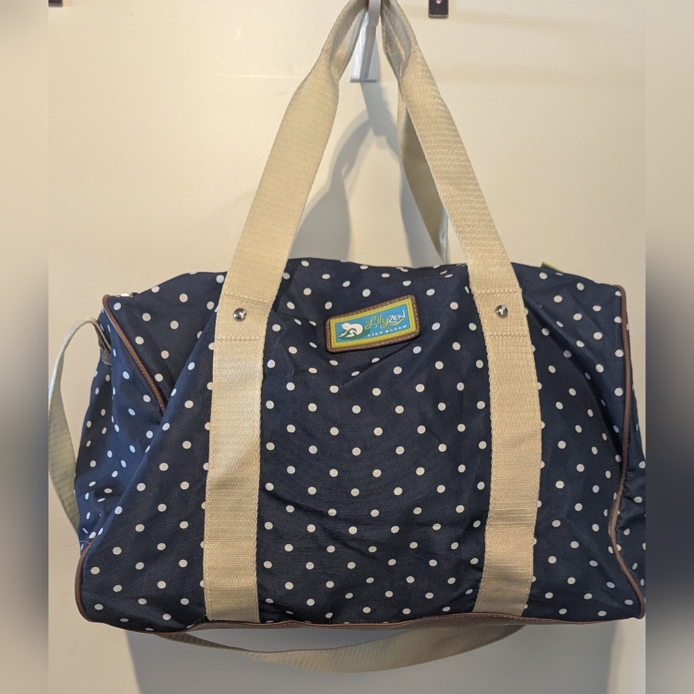 Lily Zen Bloom Polka Dot Weekender Travel Carry-on Bag Duffel 17" X 13" X  8"